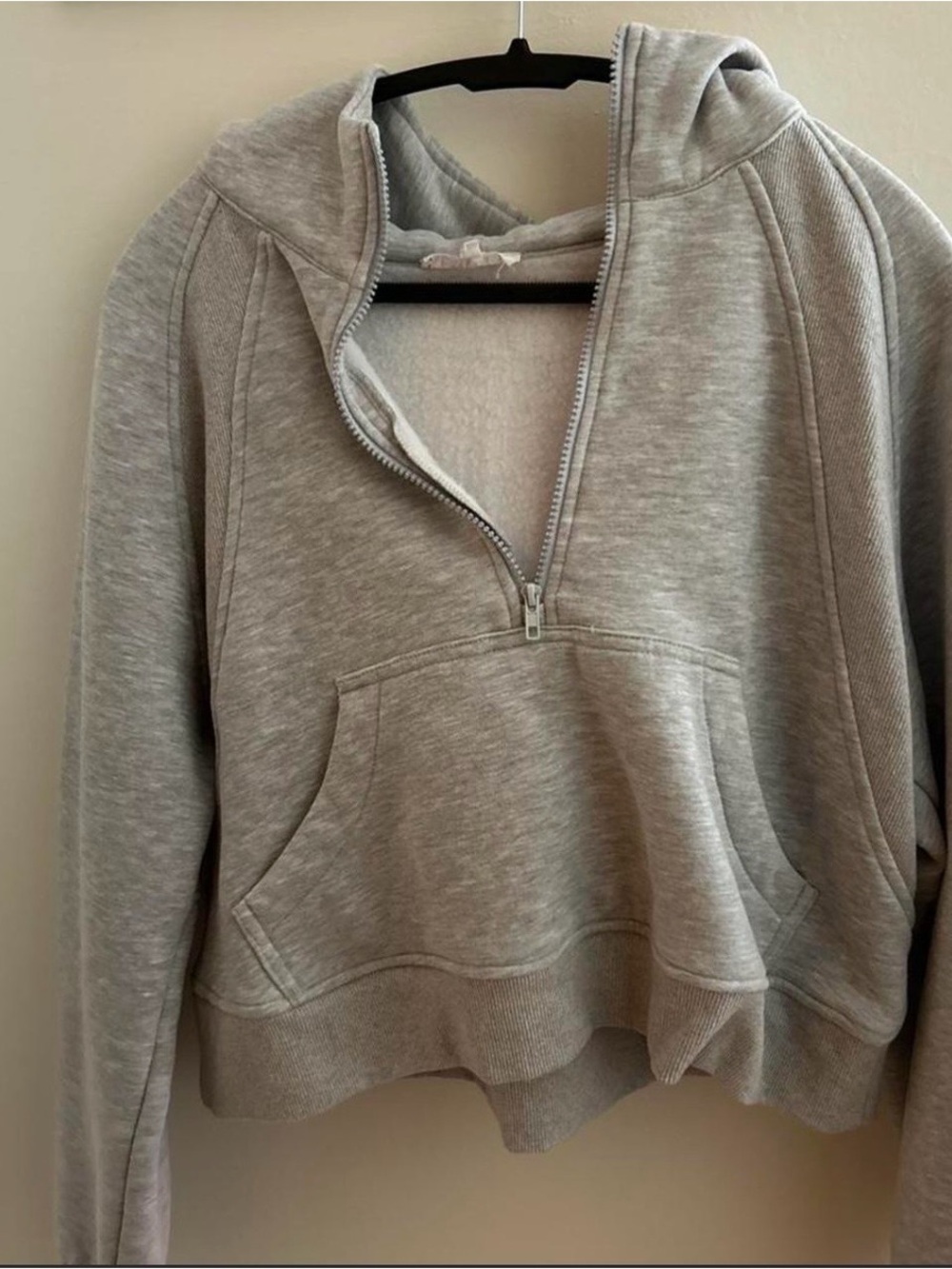 Quarter‑Zip Hooded Sweatshirt - Light Gray